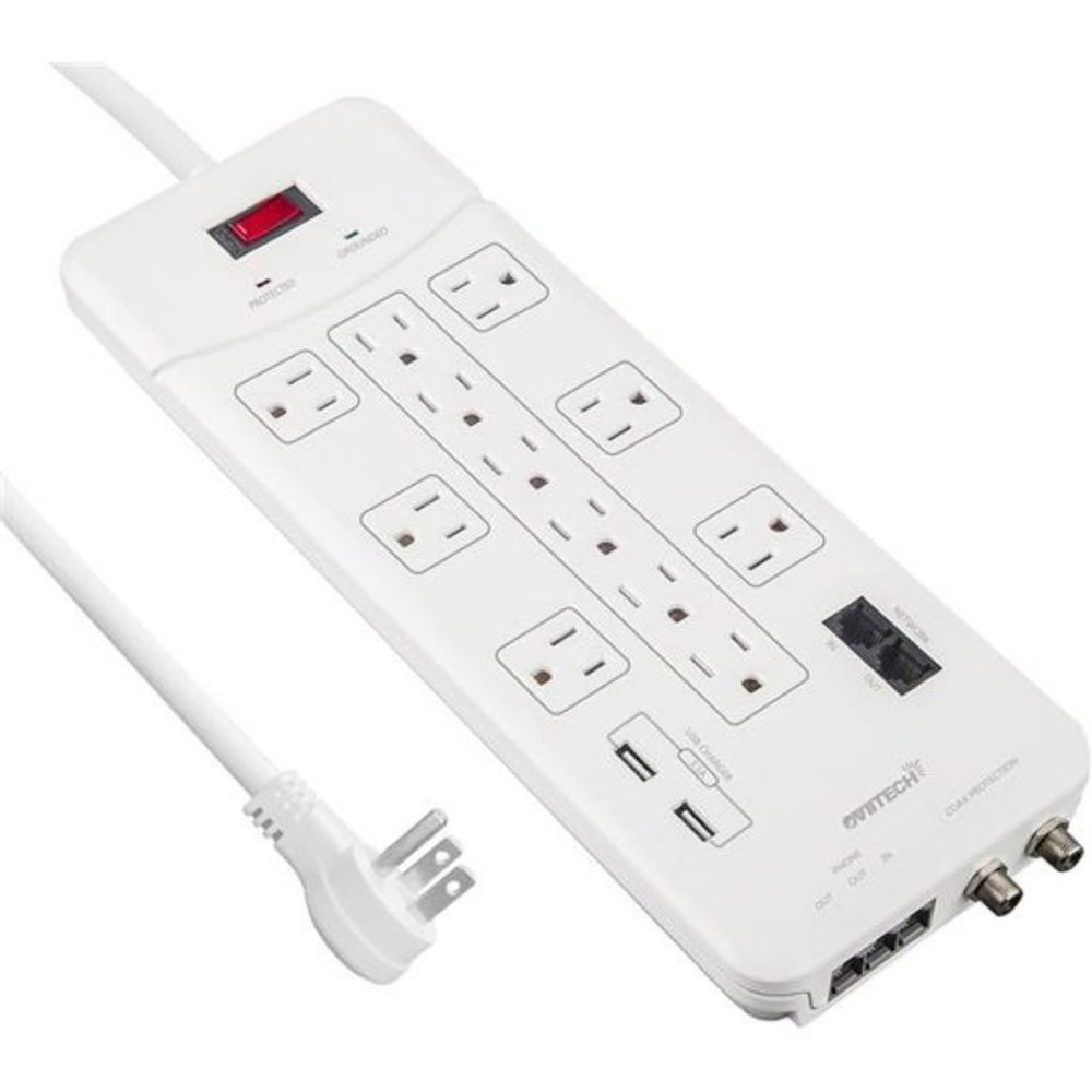 12 Outlet All-In-One Mountable Surge Protector Power Strip, 6 Foot
